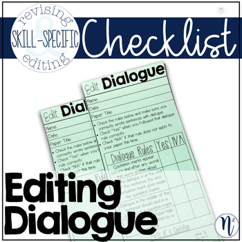 Preview of Editing Dialogue Skill-Specific Revising and Editing Checklist