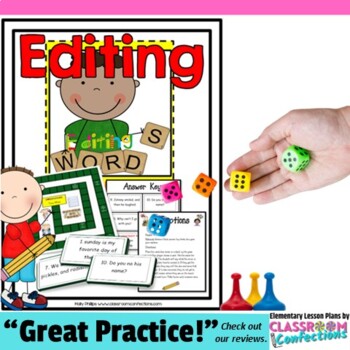 Preview of Editing Game: Literacy Center: Grammar Game: 4th grade, 3rd, 5th