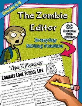 Preview of Editing Grammar Practice - Zombie Newsletters, Common Core Aligned