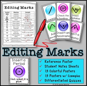 Preview of Editing Marks: Posters, Notes & Differentiated Quizzes