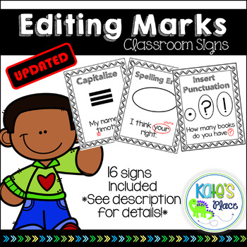 Preview of Editing-Proofreading Mark Classroom Signs UPDATED