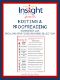 Editing Proofreading Worksheet with Spelling Strategies Passage