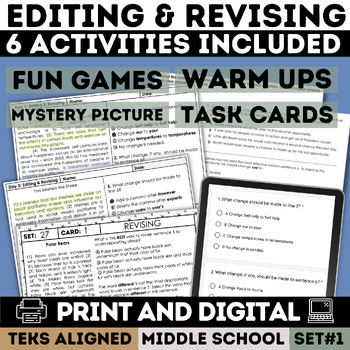 Preview of STAAR Practice Revising & Editing & Proofreading Worksheets, Task Cards, Games