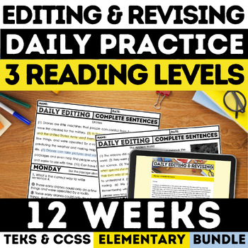 Preview of STAAR Revising & Editing Practice Daily Warm Ups Do Nows 3rd 4th 5th Grade