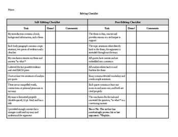 Preview of Editing & Revision One-Pager