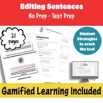 Preview of Editing Sentences: No Prep Test Prep ELA Revising/Editing/Grammar
