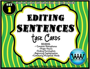 Preview of Editing Sentences Task Cards - Set 1