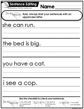 Editing Sentences by A Kinderteacher Life | TPT