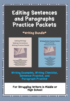 Preview of Editing Sentences and Paragraphs - Writing Bundle for Middle or High School SPED
