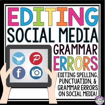 Preview of Grammar Bell Ringers and Task Cards - Editing Social Media Post Grammar Activity