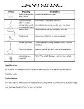 Preview of Editing Symbols Cheat Sheet Plus Model and Practice Sentences