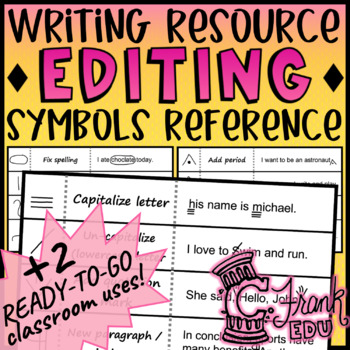Preview of Editing Symbols Reference + Peer Editing Form + Writing Feedback Handout