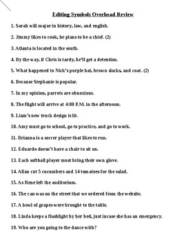Preview of Editing and Proofreading: Symbols, Review Overhead, & Detailed Answer Key