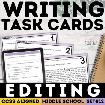 Preview of Editing & Revising Task Cards | Language CCSS | PDF & Google Forms