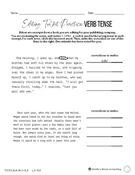 Editing Toolkit Practice: Editing for Verb Tense by The LifeLearning ...