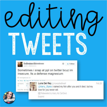 Preview of Editing Tweets: Paper & Digital Worksheets with Google Slide Whole-Class Option