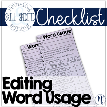 Preview of Editing Word Usage Skill-Specific Revising and Editing Checklist
