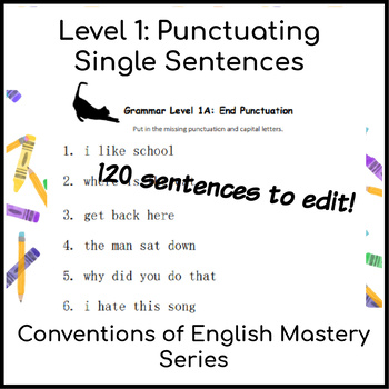 Preview of Basic Punctuation & Capital Letters: Sentence Editing Intervention