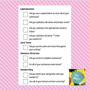 3rd Grade Editing Checklist by MissPhillips | Teachers Pay Teachers