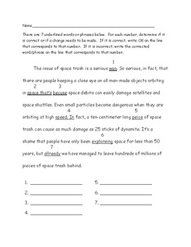 Preview of Editing a Paragraph Worksheet 2 - Great Homework or Test Prep