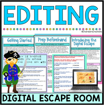Preview of Editing and Grammar digital escape room STAAR test prep breakout game