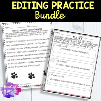 Preview of Editing and Proofreading Worksheets & Sentence Proofreading Practice BUNDLE