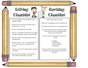 Preview of Editing and Revising Checklist