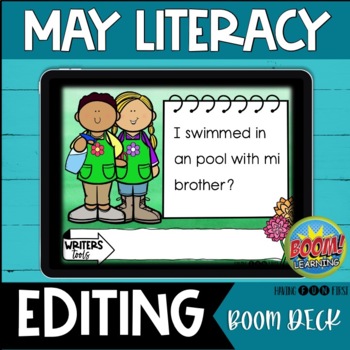 Preview of Editing and Revising Sentences | Spring Literacy Centers | May Boom Cards