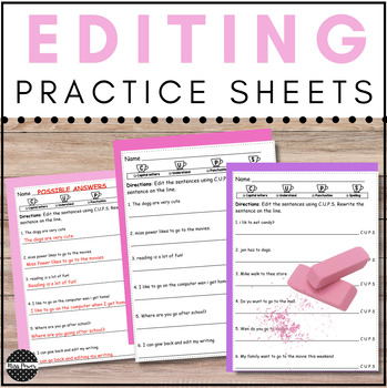 Preview of Editing checklist |  Sentence Editing | Editing Practice | CUPS