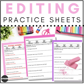 Preview of Editing checklist |  Sentence Editing | Editing Practice | CUPS