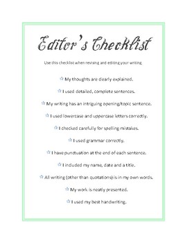 Preview of Editor's Checklist