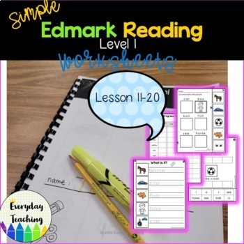 Preview of Edmark Level 1 Worksheets (Lesson 11-20)
