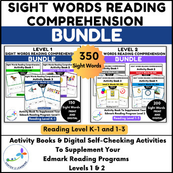 Preview of Sight Words Reading Comprehension Activities - Level 1 and Level 2 Bundle