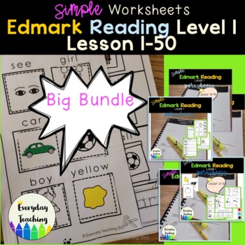 Preview of Edmark Reading Level 1 Worksheets Lessons 1-50