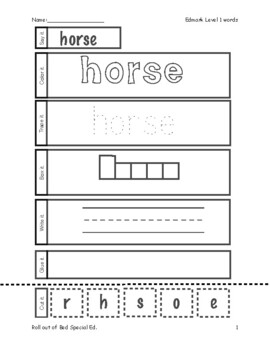 Preview of Edmark level one sight word worksheets