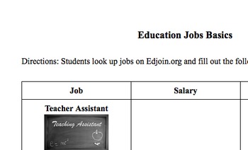 Preview of Education Job Basics