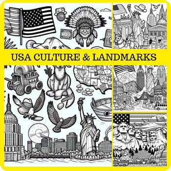 Preview of Educational Coloring Pages Discover America: A Journey in Color