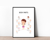 Educational Girl Body Parts Poster for Kids Learning, Home