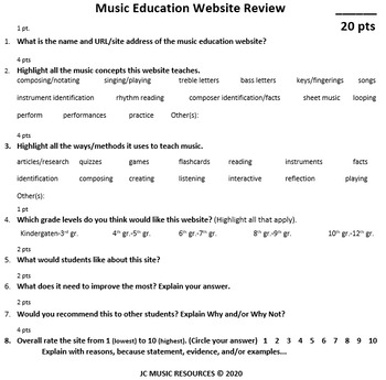 Preview of Distance Learning- Educational Music Website Review