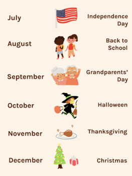 Preview of Educational Poster Chart for Learning Months of The Year with Image 2