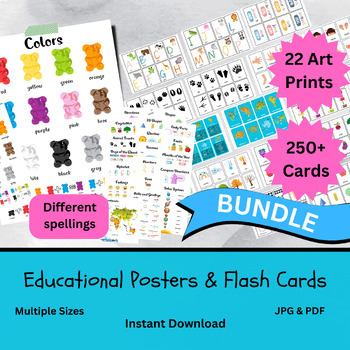 Preview of Educational Resources Art Prints & 250+  Flashcard Bundle