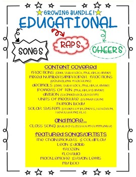 Preview of GROWING BUNDLE: Educational Songs, Raps and Cheers
