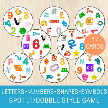 Preview of Educational  Spot It Style Game, Dobble, Matching Activity, Alphabet, Numbers...