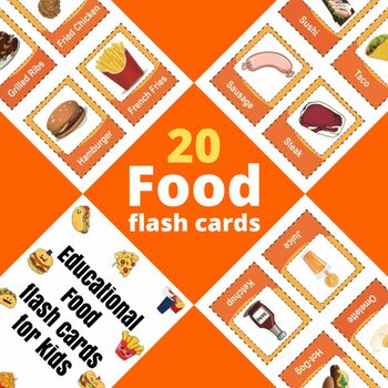 Educational food vocabulary flash cards for toddlers by Teachers Paraiso