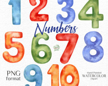 educational numbers printable poster 1 10 watercolor clip art printable png