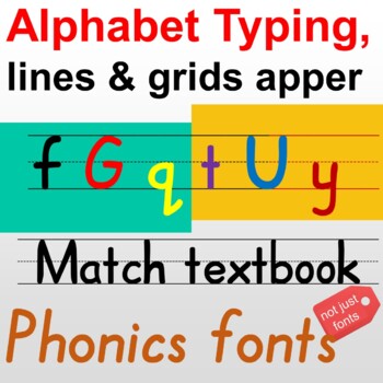 Preview of Educational typefaces, type Alphabet with lines and grids, Exclusive to Phonics