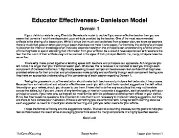 Preview of Educator Effectiveness Danielson's Domain 1 Lesson Plan Template