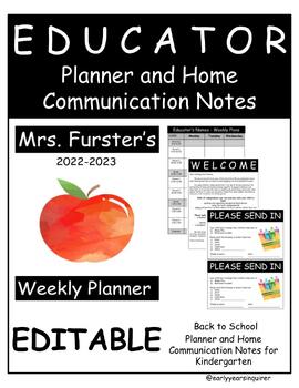 Preview of Educator Planner and Home Communication Notes (Kindergarten)
