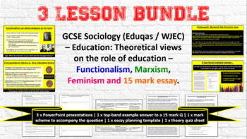 Preview of Eduqas GCSE Sociology (UK): Theories on Education - 3 Lesson Bundle