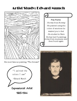 Preview of Edvard Munch Artist Study (Can Color!)